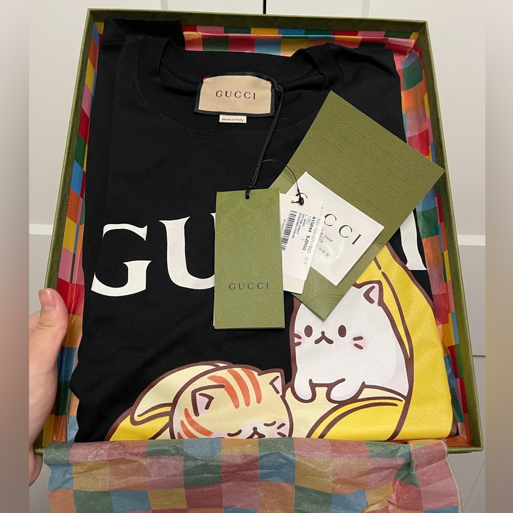 NWT Gucci Black Bananya Cat Banana T-Shirt Size Small